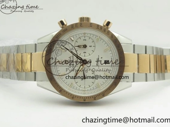 0327 Thermal Speedmaster ’57 Co-Axial SS RG OMF 1:1 Best Edition White Dial On SS RG Bracelet A9300 (Free Leather Strap) 8074